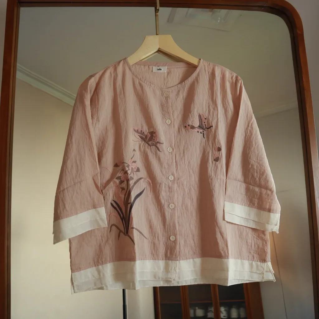 Noura Shirt Top Atasan Kemeja Cewek Bordir - View 1