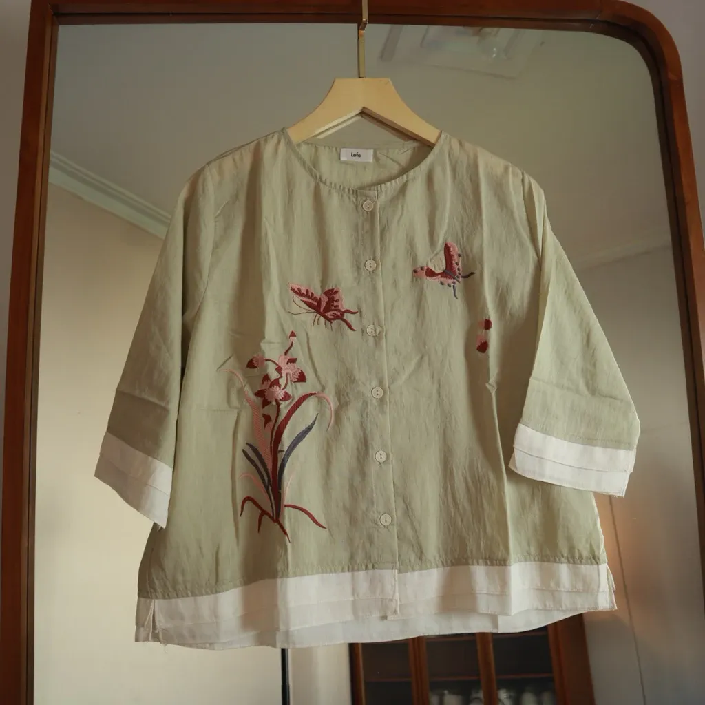 Noura Shirt Top Atasan Kemeja Cewek Bordir - View 4