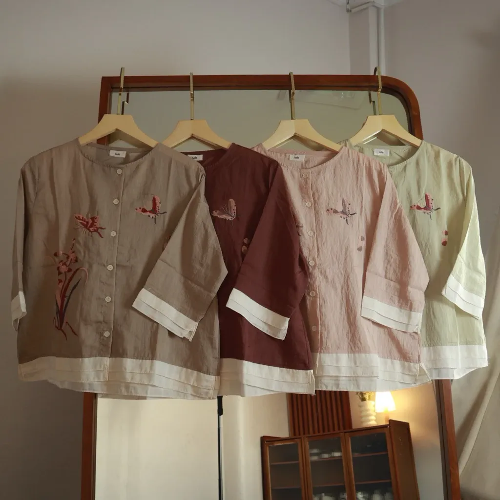 Noura Shirt Top Atasan Kemeja Cewek Bordir - View 6