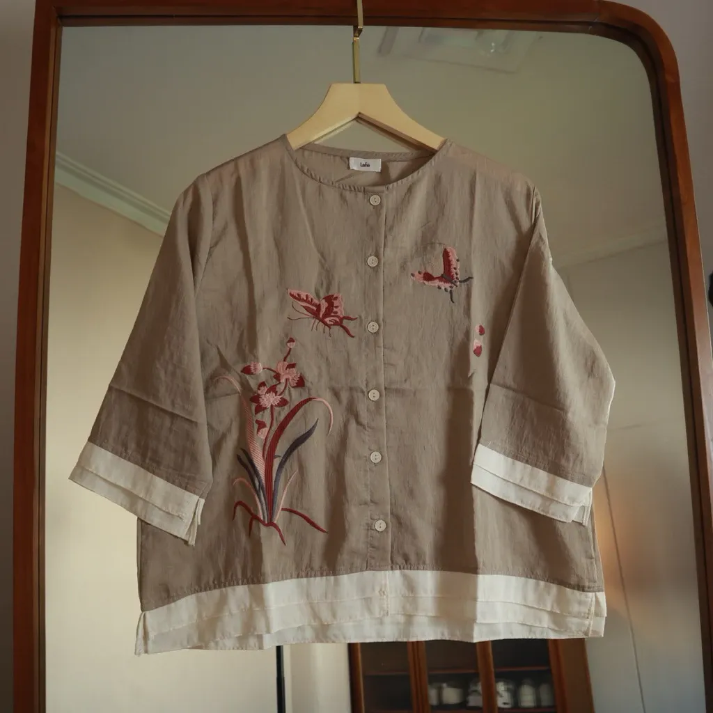 Noura Shirt Top Atasan Kemeja Cewek Bordir - View 7