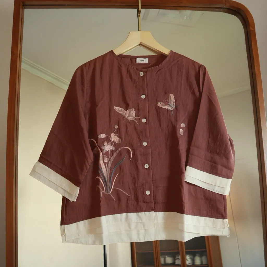 Noura Shirt Top Atasan Kemeja Cewek Bordir - View 8