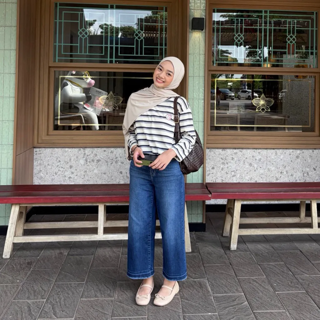 Lefe Stripe Tshirt Atasan Kaos Salur Wanita