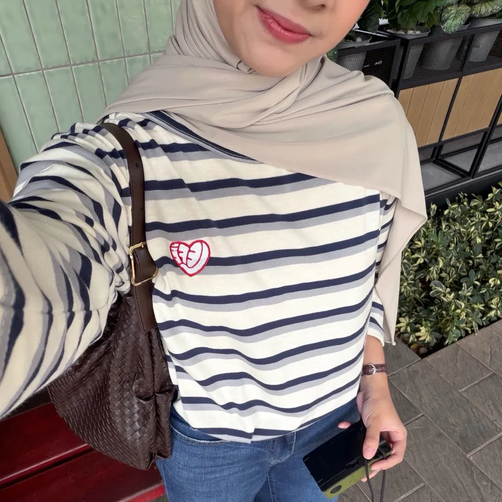 Lefe Stripe Tshirt Atasan Kaos Salur Wanita - View 4