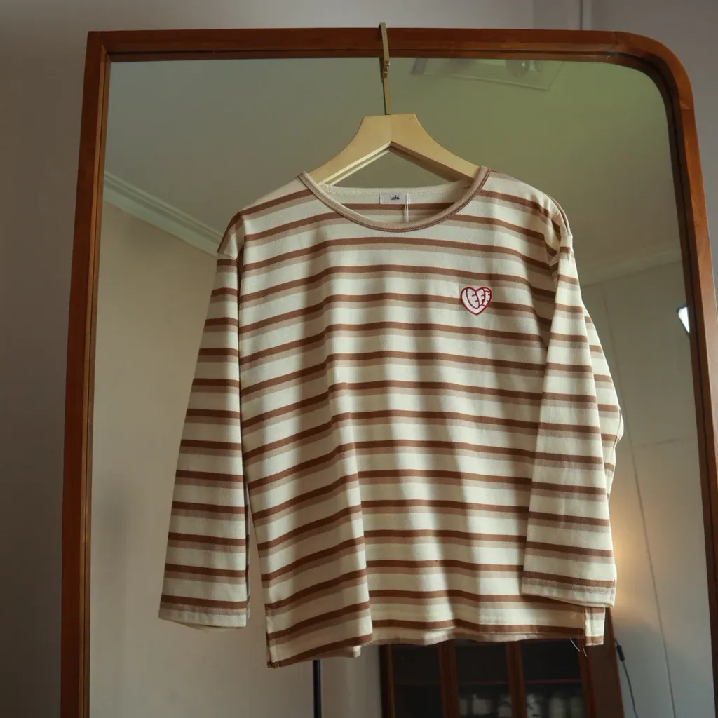 Lefe Stripe Tshirt Atasan Kaos Salur Wanita - View 8